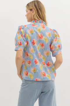 Poppy Bloom Puff Sleeve Top - Lush Lemon - Women&