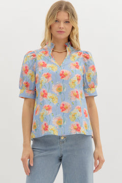 Poppy Bloom Puff Sleeve Top - Lush Lemon - Women&