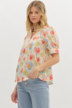 Poppy Bloom Puff Sleeve Top - Lush Lemon - Women&