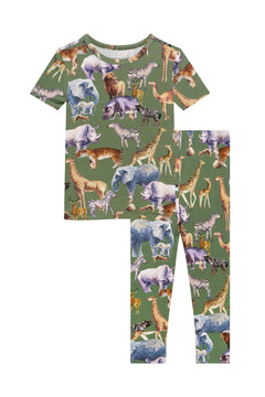 Posh Safari Short Sleeve Pajama - Lush Lemon - Children&