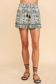 Print Button Down Shirt &amp; Shorts Set - Lush Lemon - Women&