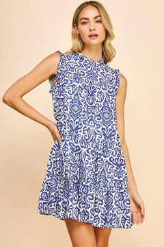 Print Tiered Mini Dress - Lush Lemon - Women&