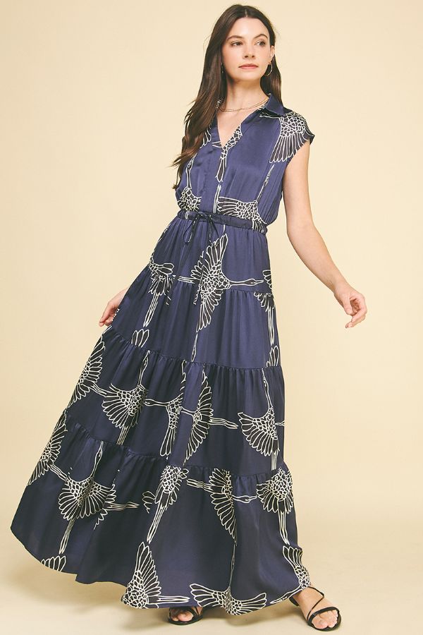 Printed Tiered Maxi Dress - Pinch - Lush Lemon Printed Tiered Maxi Dress - Pinch - Lush Lemon