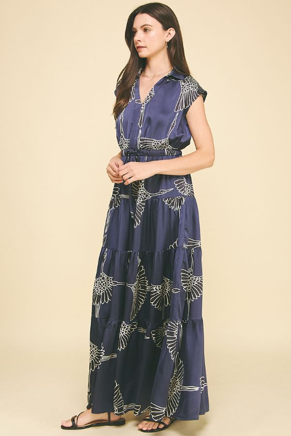 Printed Tiered Maxi Dress - Lush Lemon - Women's Clothing - Pinch - 19188151099485