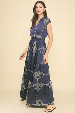 Printed Tiered Maxi Dress - Lush Lemon - Women&