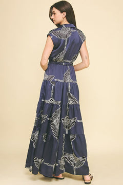 Printed Tiered Maxi Dress - Lush Lemon - Women&