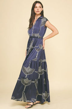Printed Tiered Maxi Dress - Lush Lemon - Women&