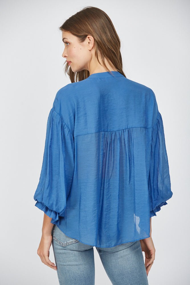Puff Sleeve Button Down Shirt - Lush Lemon - Women's Clothing - Fate By LFD - 74878471340381