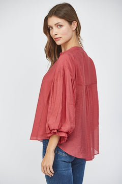 Puff Sleeve Button Down Shirt - Lush Lemon - Women&
