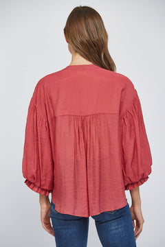 Puff Sleeve Button Down Shirt - Lush Lemon - Women&