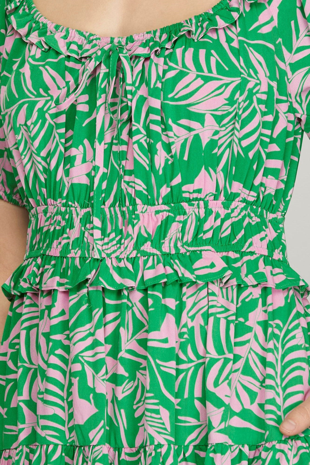floral print chiffon puff sleeve tiered hem dress Lemon Plus Floral Chiffon Puff Sleeve Ruffle Maxi Dress