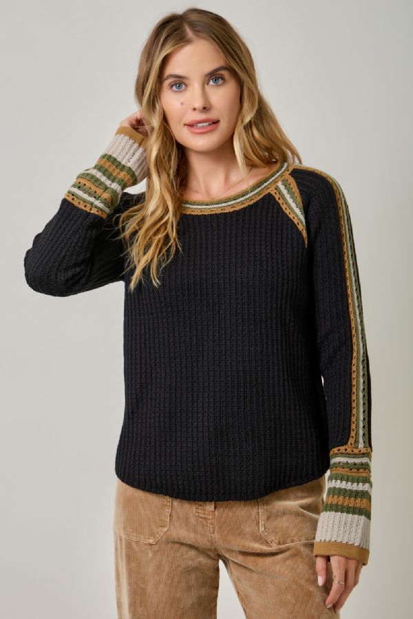 Raglan Sleeve Sweater Top - Lush Lemon - Women's Clothing - Mystree - 85988981676125