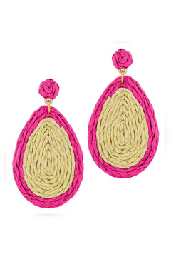 Rattan Teardrop Earrings - Lush Lemon - Women&
