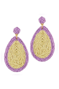 Rattan Teardrop Earrings - Lush Lemon - Women&
