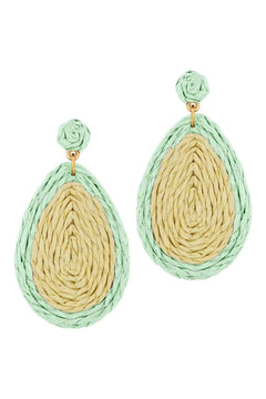 Rattan Teardrop Earrings - Lush Lemon - Women&
