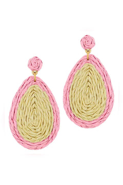 Rattan Teardrop Earrings - Lush Lemon - Women&
