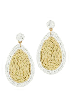 Rattan Teardrop Earrings - Lush Lemon - Women&