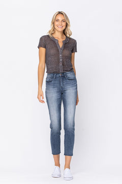 Raw Hem High Waist Relaxed Fit Jeans - Lush Lemon - Women&