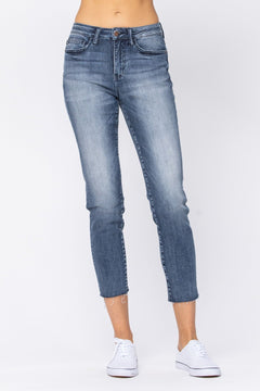 Raw Hem High Waist Relaxed Fit Jeans - Lush Lemon - Women&
