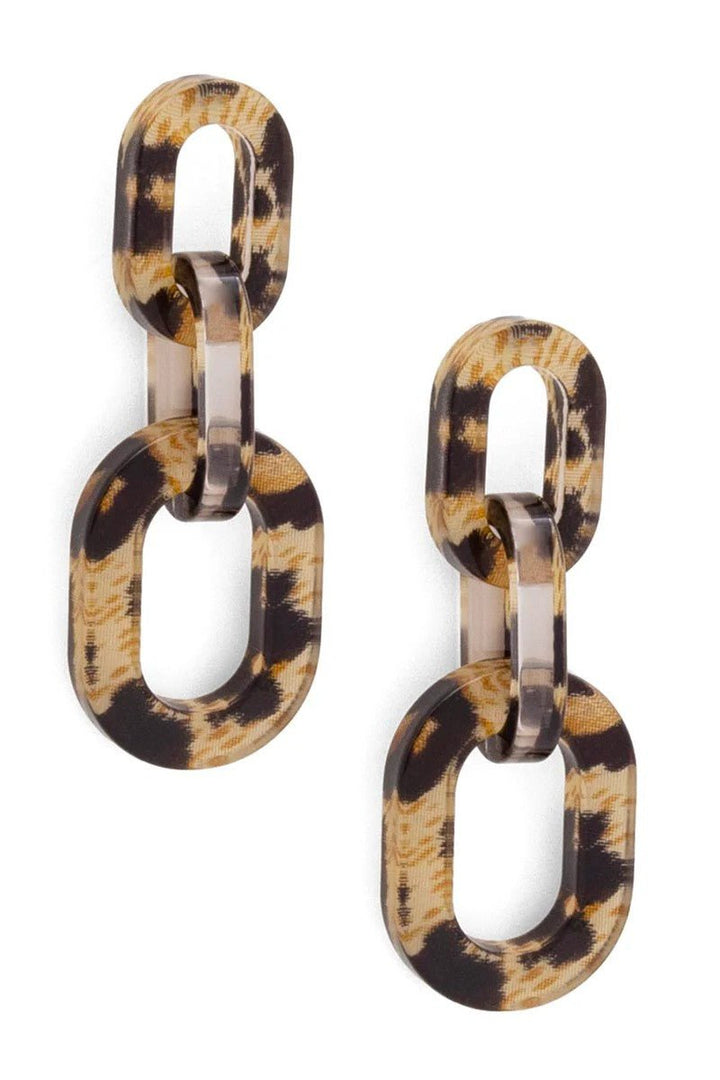 Resin Leopard Link Drop Earring - Lush Lemon - Women's Accessories - Zenzii - 39855661071421