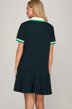 Rib Collar Mini Dress - Lush Lemon - Women&