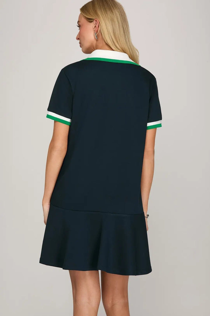 Rib Collar Mini Dress - Lush Lemon - Women's Clothing - She + Sky - 30827591383645