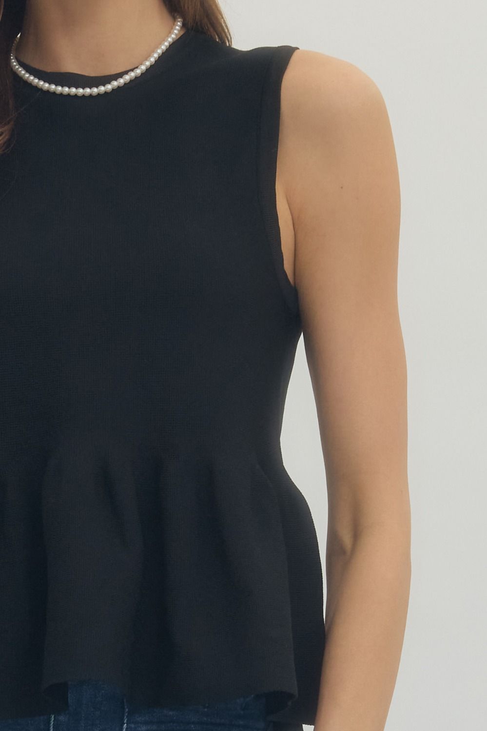Ribbed Knit Sleeveless Peplum Top - Lush Lemon - Women's Clothing - Entro - 63790931957533