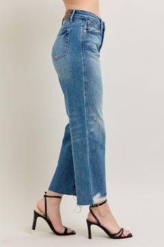 Rigid Magic Destroy Hem Crop Wide Jeans - Lush Lemon - Women&