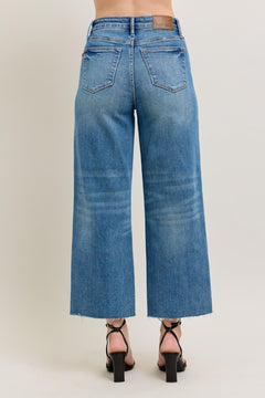 Rigid Magic Destroy Hem Crop Wide Jeans - Lush Lemon - Women&