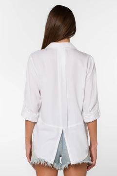Riley Frayed Button - Up Shirt - Lush Lemon - Women&