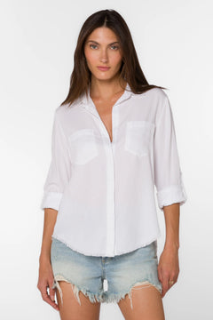 Riley Frayed Button - Up Shirt - Lush Lemon - Women&