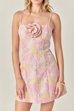 Rosette Jacquard Mini Dress - Lush Lemon - Women&