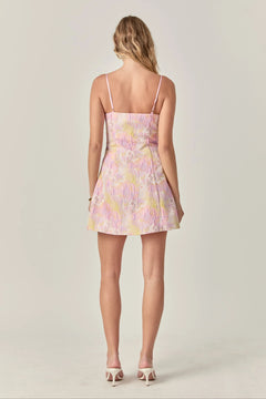 Rosette Jacquard Mini Dress - Lush Lemon - Women&