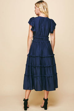 Ruffle Tiered Midi Dress - Lush Lemon - Women&