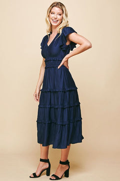 Ruffle Tiered Midi Dress - Lush Lemon - Women&