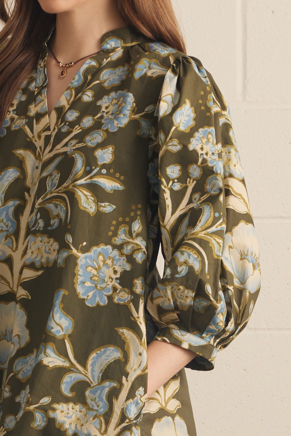 Rust Floral Puff Sleeve Mini Dress - Lush Lemon - Women&