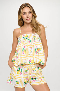 Santorini Citrus Cami &amp; Shorts Set - Lush Lemon - Women&
