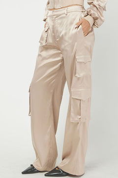 Satin Cropped Bomber Jacket &amp; Cargo Trousers Set - Lush Lemon - Women&