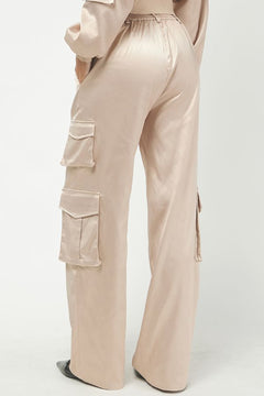 Satin Cropped Bomber Jacket &amp; Cargo Trousers Set - Lush Lemon - Women&