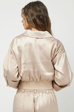 Satin Cropped Bomber Jacket &amp; Cargo Trousers Set - Lush Lemon - Women&