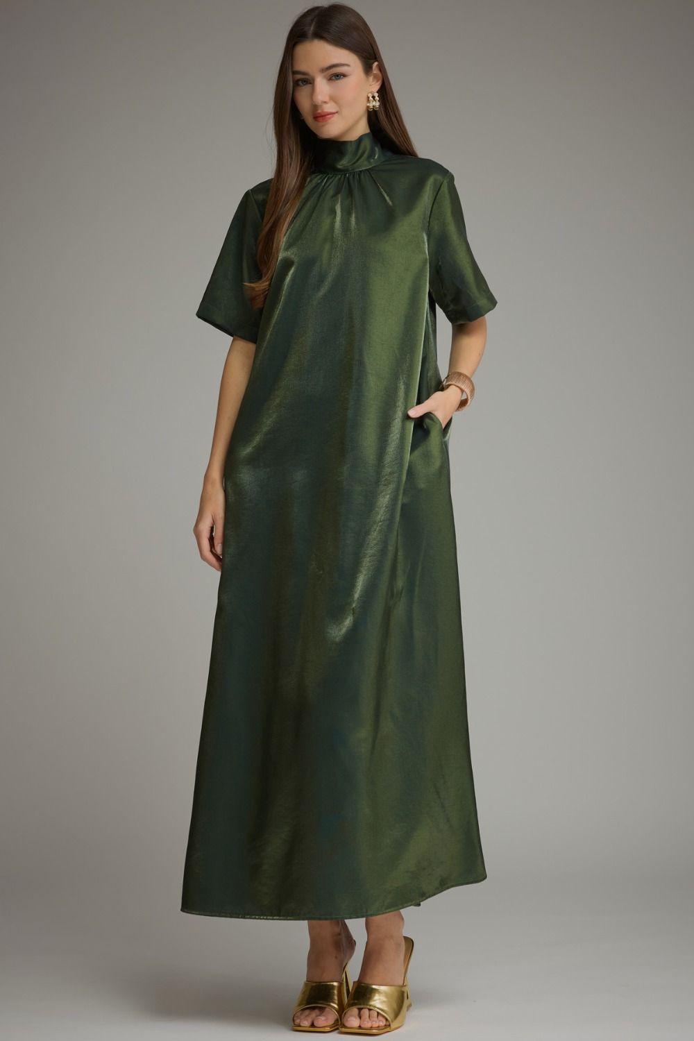 Satin Maxi Dress W/ Tie Back - Lush Lemon - Women&