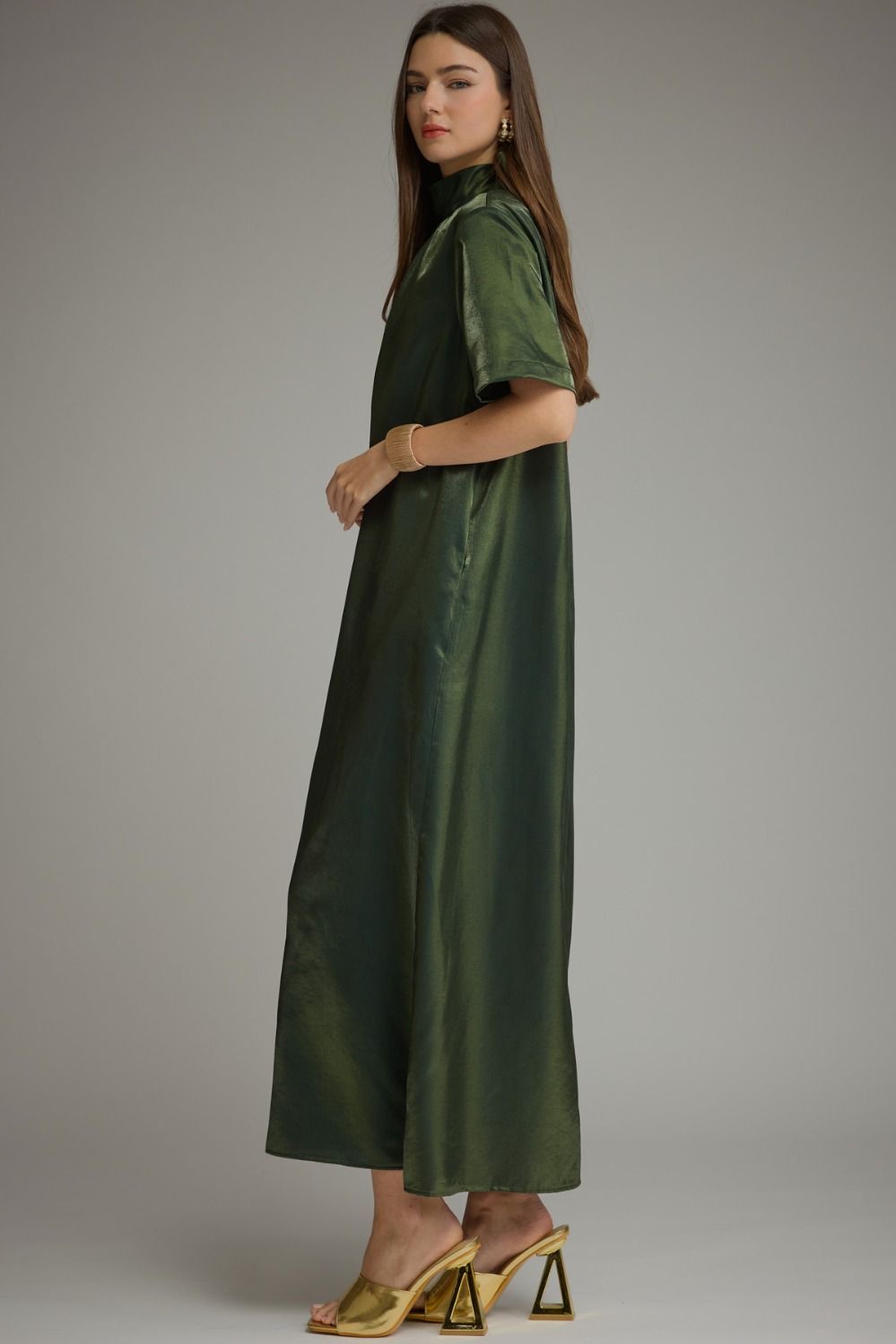 Satin Maxi Dress W/ Tie Back - Lush Lemon - Women&