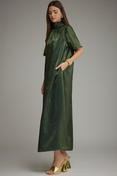 Satin Maxi Dress W/ Tie Back - Lush Lemon - Women&