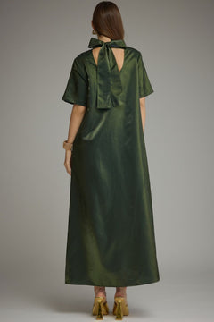Satin Maxi Dress W/ Tie Back - Lush Lemon - Women&