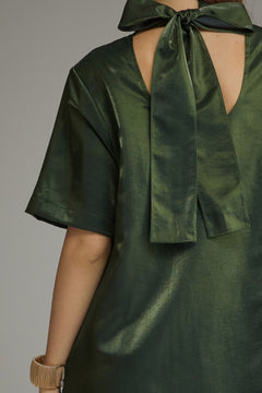 Satin Maxi Dress W/ Tie Back - Lush Lemon - Women&