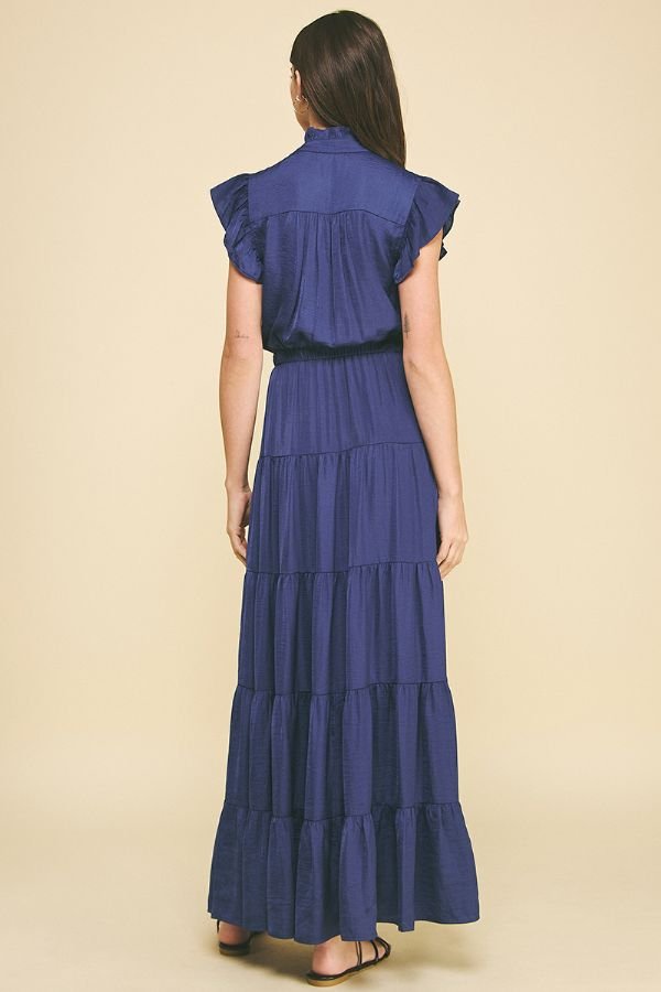 Satin Tiered Maxi Dress - Lush Lemon - Women's Clothing - Pinch - 377537751