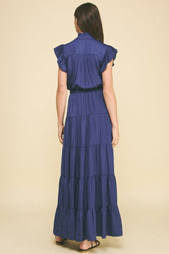Satin Tiered Maxi Dress - Lush Lemon - Women&