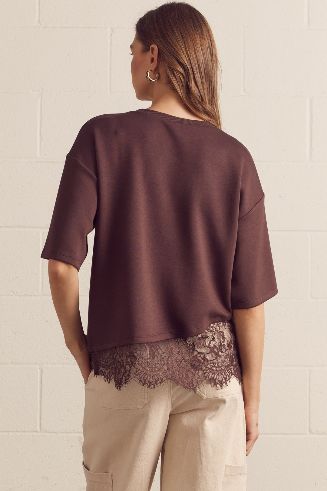 Scallop Lace Hem Knit Top - Lush Lemon - Women&