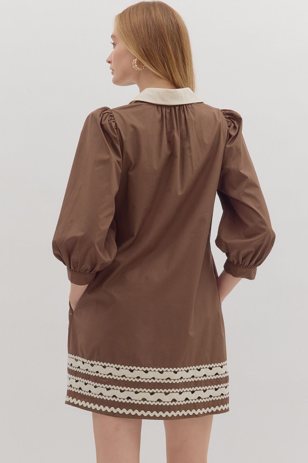 entro brown dress Entro Solid Mock Neck Midi Dress in Coffee L
