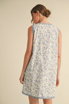 Scallop Trim Floral Pocket Dress - Lush Lemon - Women&